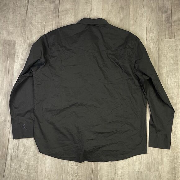Wrangler Button Up Shirt Mens XXL 2XL Black Pearl Snap Long Sleeve Western V - Picture 8 of 8